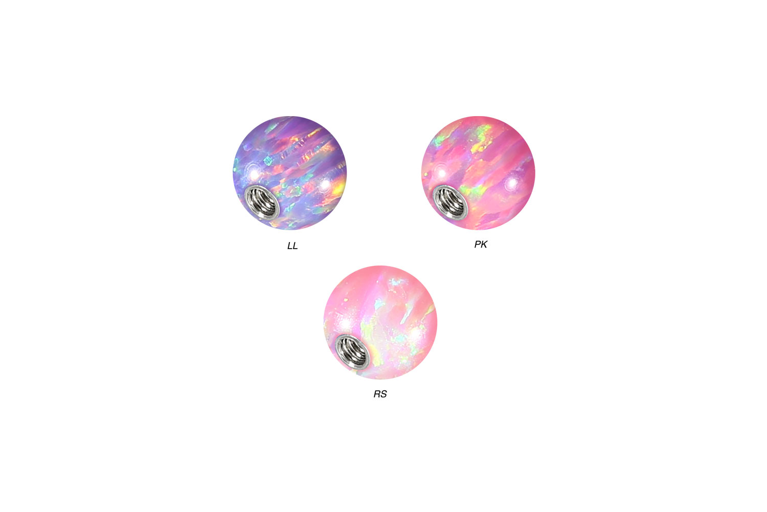 SET Synthetischer Opal Schraubkugel mit Chirurgenstahl-Gewinde von Piercingline